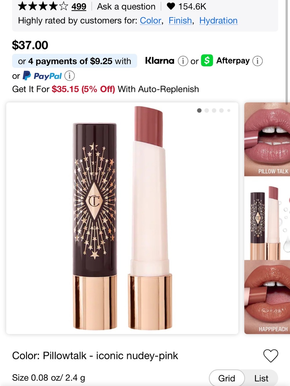 Charlotte Tilbury Pillowtalk Iconic Nudey-Pink Lipstick Stick